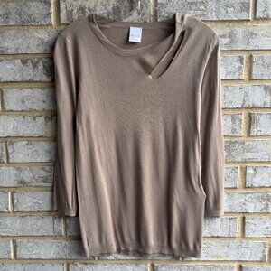 Madeleine 3/4 Cut Out Cashmere Blend Beige Sweater Women's Size S